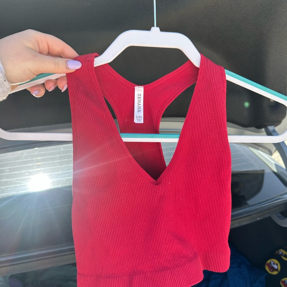 Zara Red Ribbed Crop Top